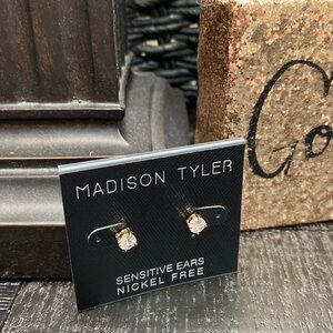 NWT Madison Tyler Gold Plated CZ Pierced Earrings!
